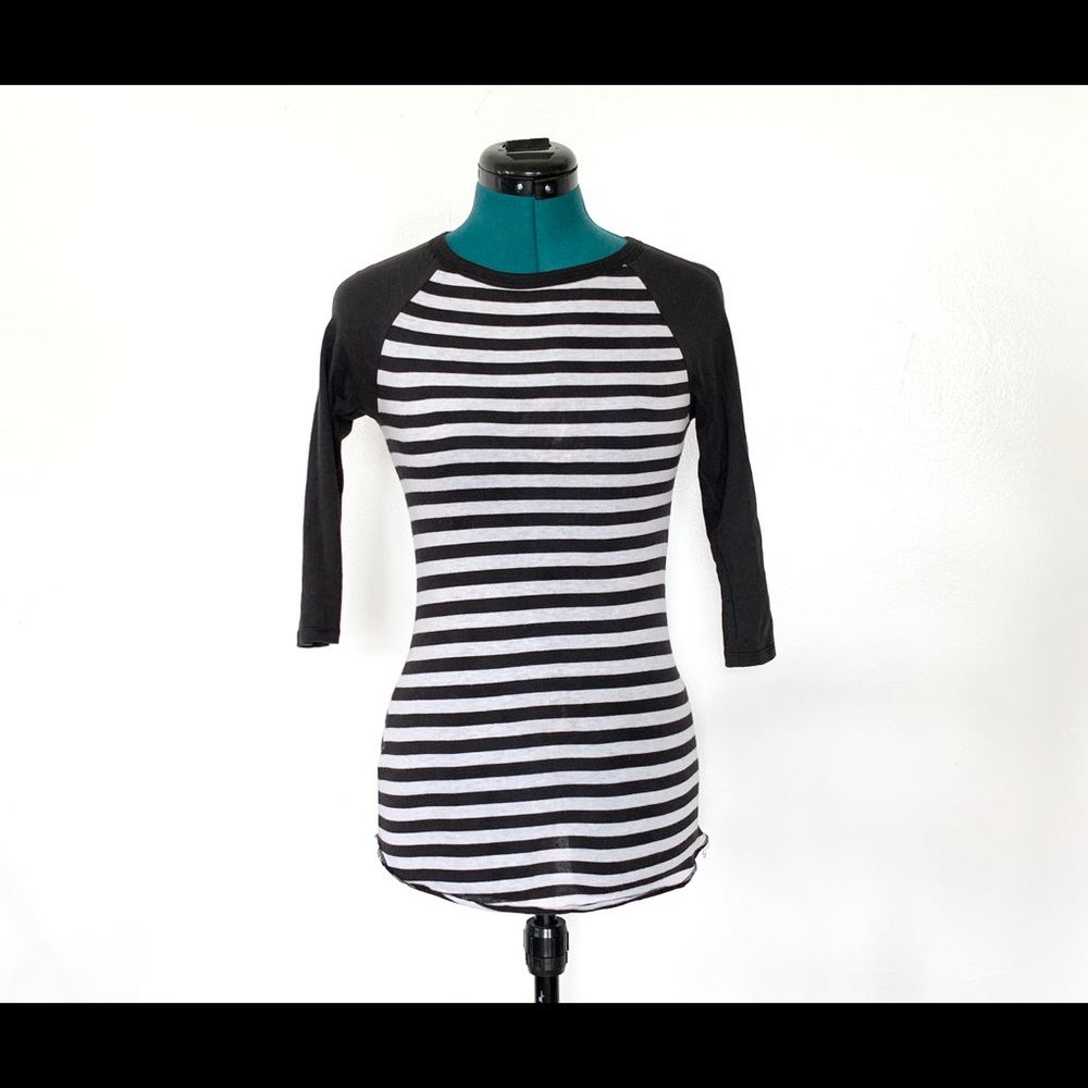 Vintage BW Striped Baseball Tee